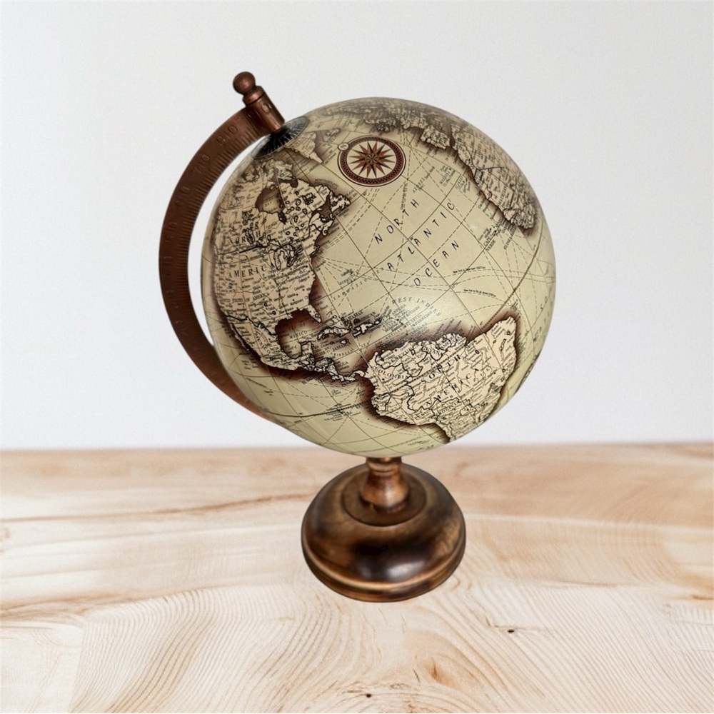 Harvey Makin Emporium Collection Vintage Globe With Metal & Wooden Base - Picture 4 of 6